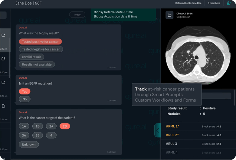 screenshot de qtrack de la suite de qure.ai